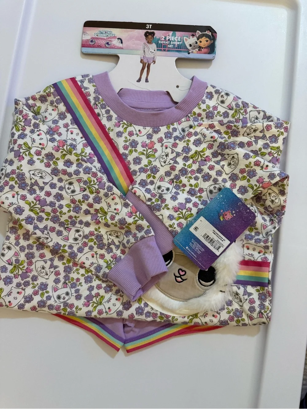 Dreamworks Lavender Floral Rainbow Sweatshirt with Plush Character Pocket